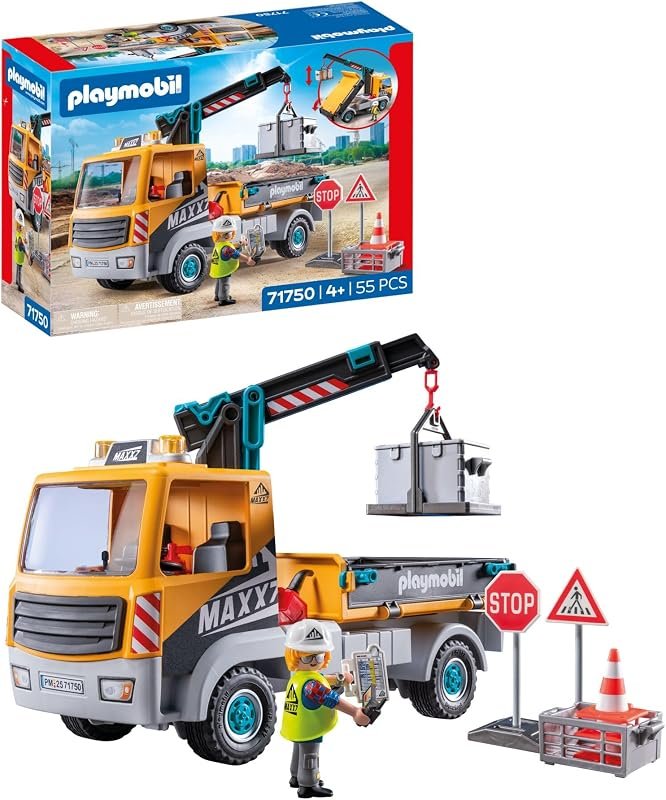 Playmobil | Action Heroes | Camion de Chantier avec Grue | Jouet pour Enfants | Set de Construction | Jouet pour Enfants à partir de 4 Ans