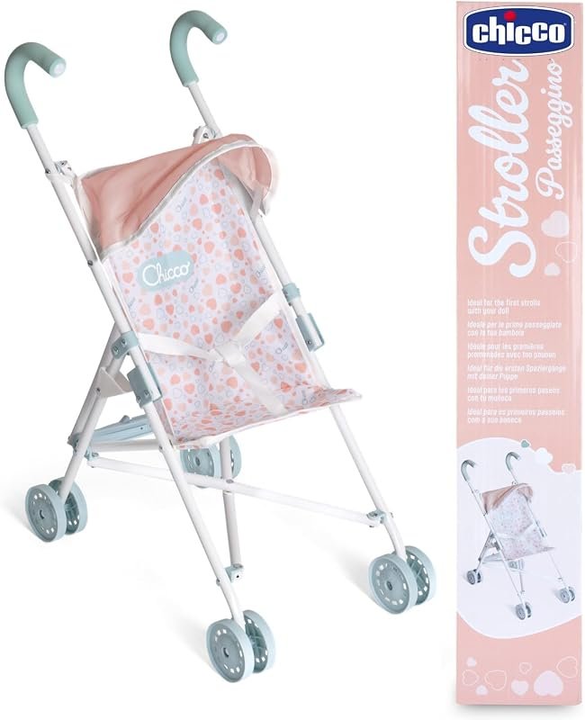 Chicco Poussette pour poupées My First Doll, pour Les Enfants à partir de 3 Ans, Poussette Jouet avec 4 Roues, Légère et Facile à Plier