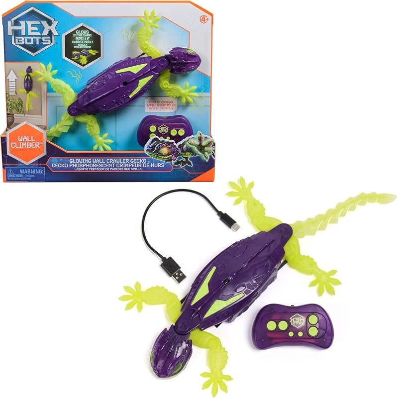 HEX BOTS - Gecko Radiocommandé Phosphorescent Qui Rampe sur Le Sol Et Murs