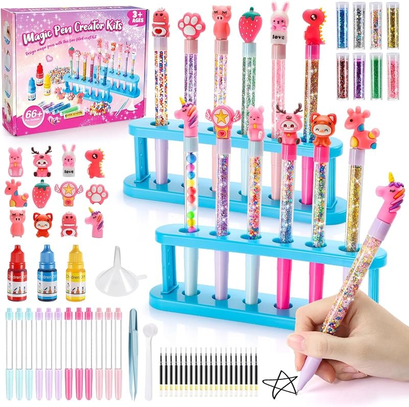 Fabrique a Stylo 66+ Accessoires, Cadeau Fille 4-12 Ans, Atelier des Stylos Personnalisé Enfant Activité Manuelle 4 5 7 9 10 Ans,Jouet