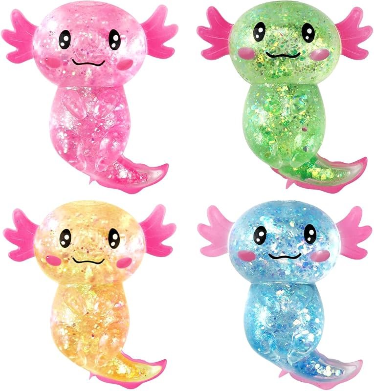 Axolotl Lot de 4 Jouets Anti-Stress à Presser