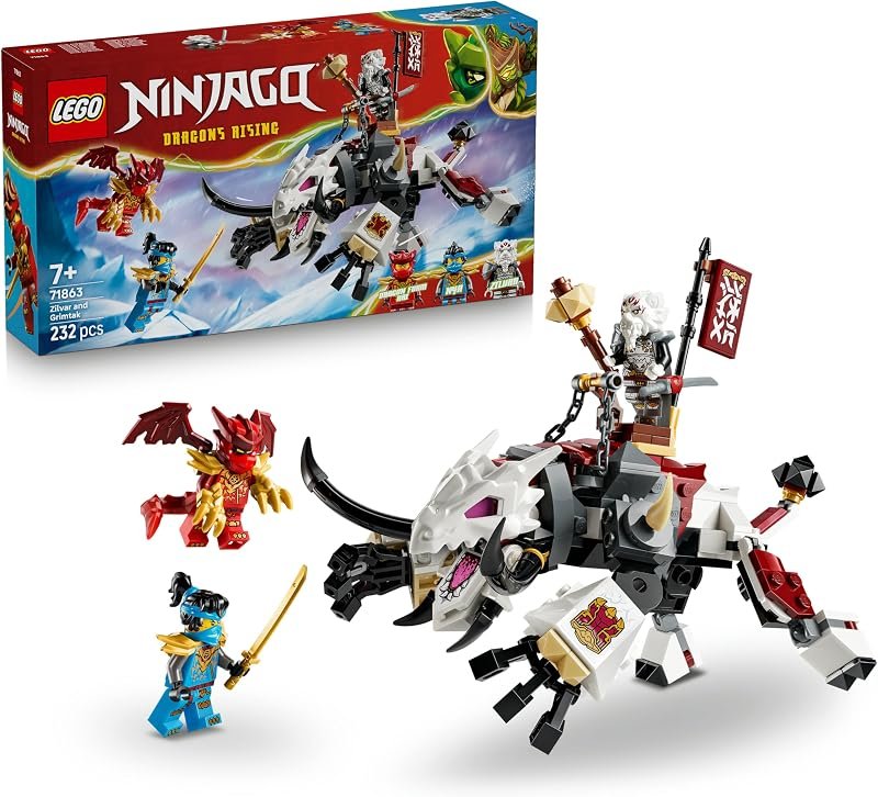 LEGO Ninjago Zilvar et Grimtak la Bête Draconique - Jouet Ninja avec Figurine & 3 Minifigurines Dont Kai & NYA - Cadeau d'anniversaire pour