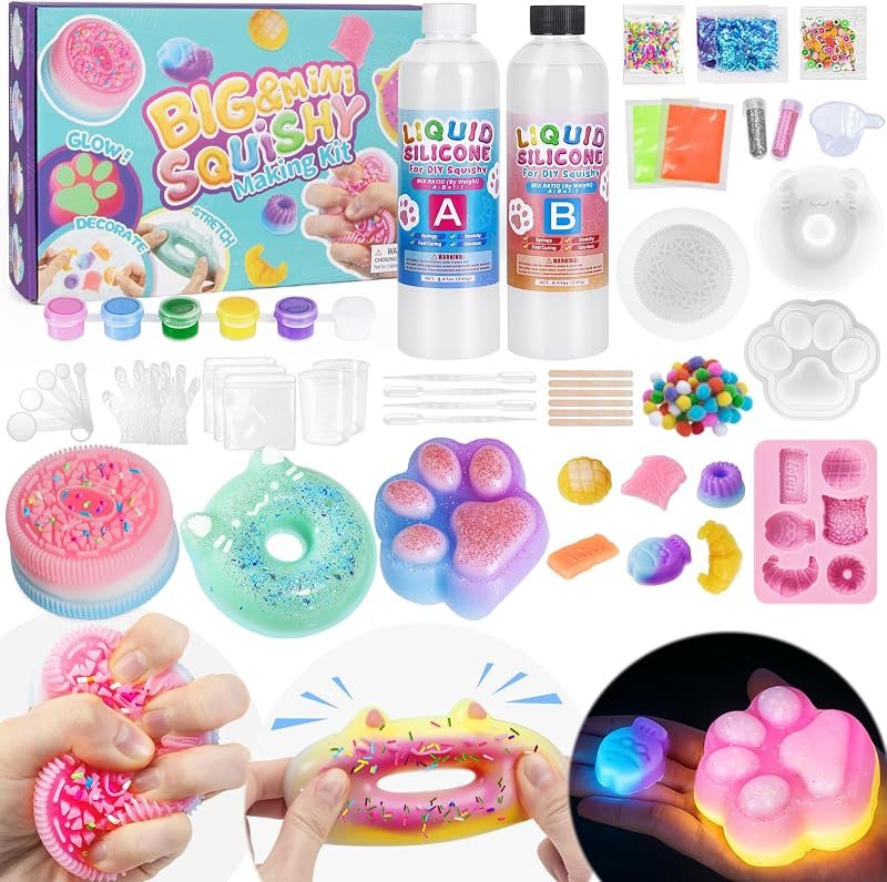 Highttoy Kit Squishy Gros Silicone Liquide Lumineux Bricolage Enfant 6+ Ans
