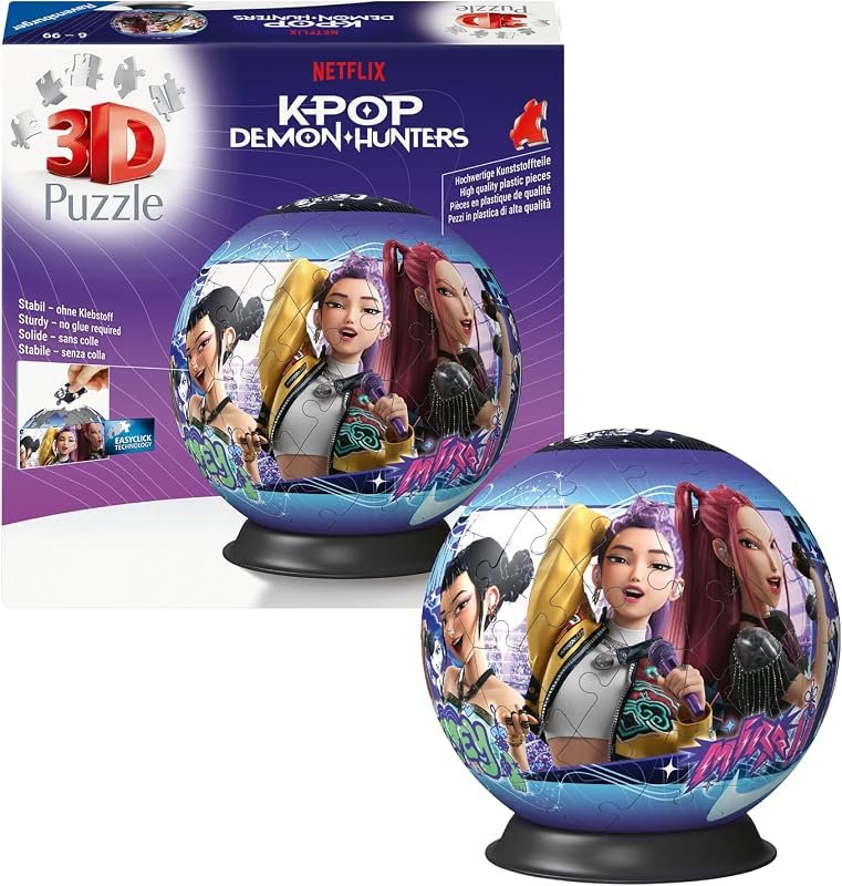 Ravensburger - Puzzle 3D - Kpop Demon Hunters - A partir de 6 Ans - 72 pièces numérotées à Assembler sans Colle - Support Inclus - Diamètre