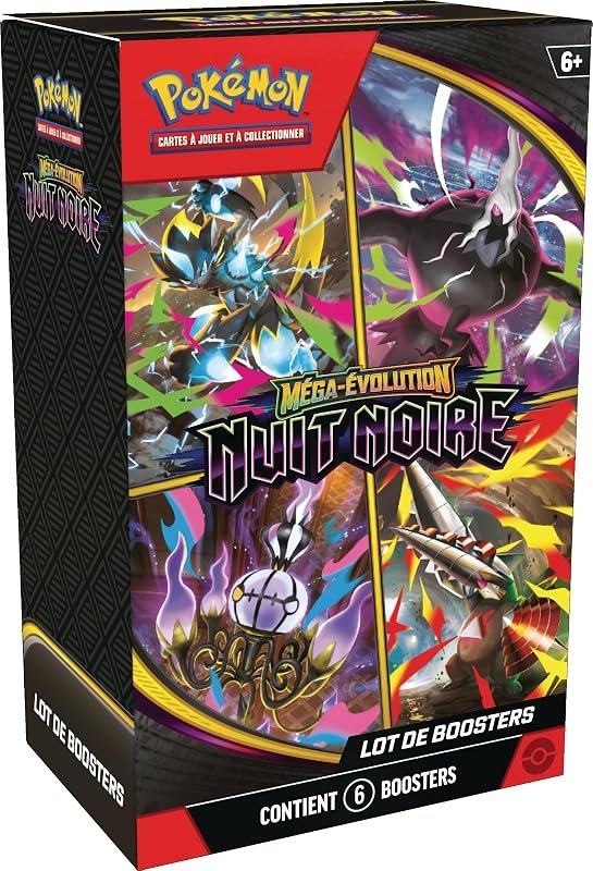 Pokémon : Lot de boosters Méga-Évolution – Nuit Noire (6 boosters)