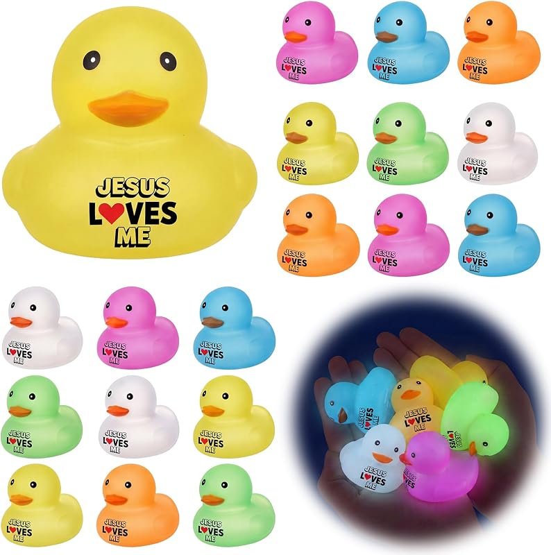 Lot de 50 canards chrétiens phosphorescents en caoutchouc